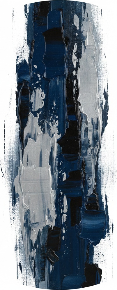 Monolithic Shadows: A Singular Study In Midnight Blue And Sculptural Impasto Texture — Laurent Fabre