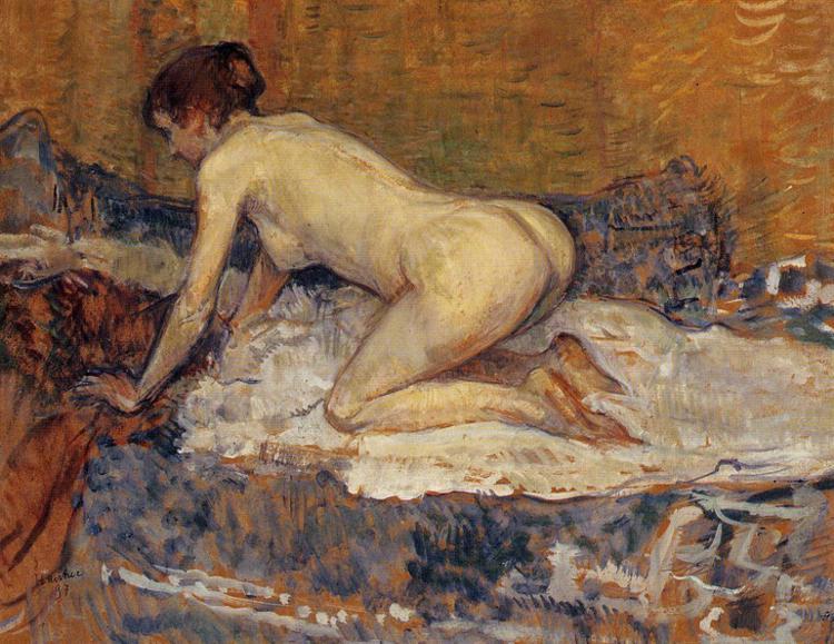 Crouching Woman With Red Hair — Henri De Toulouse-lautrec