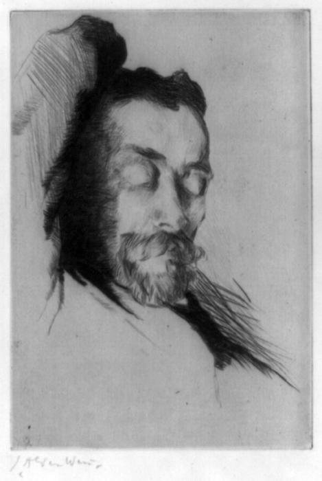Drypoint Portrait Of American Painter Theodore Robinson — Julian Alden Weir