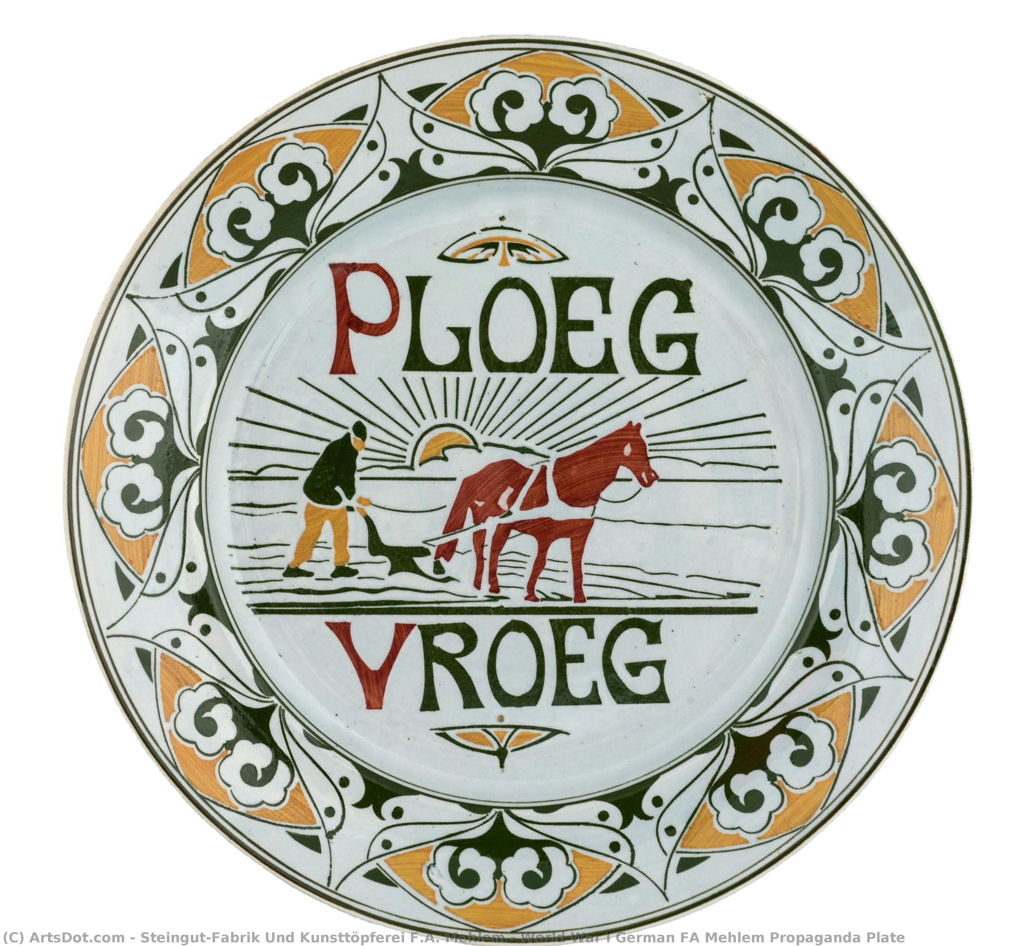 World War I German Fa Mehlem Propaganda Plate — Steingut-fabrik Und Kunsttöpferei F.a. Mehlem
