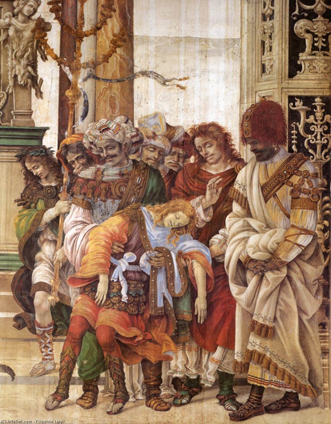 St Philip Driving The Dragon From The Temple Of Hieropolis (detail) — Filippino Lippi