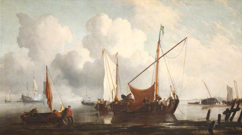 A Calm A Kaag Near The Shore With Other Vessels — Willem Van De Velde The Elder