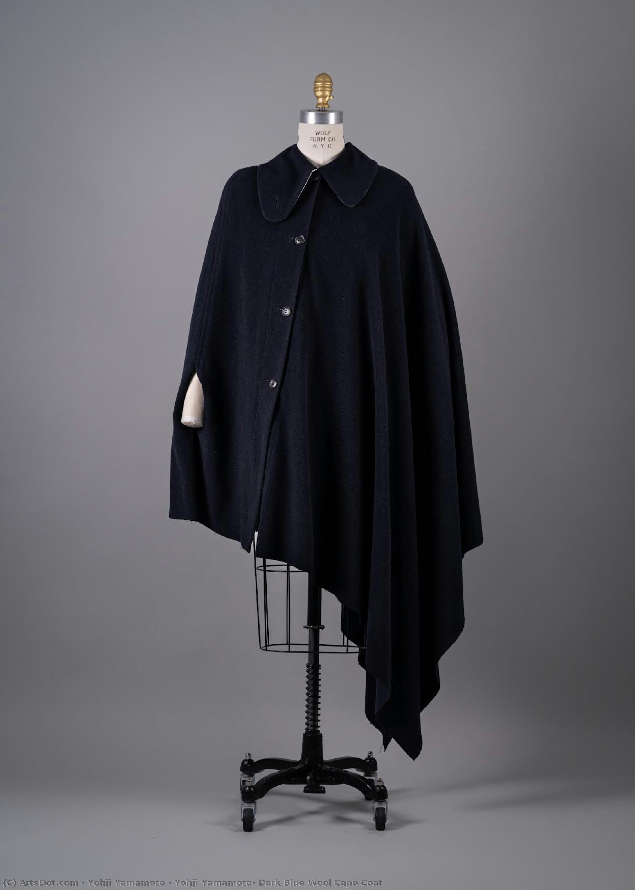 Yohji Yamamoto, Dark Blue Wool Cape Coat — Yohji Yamamoto