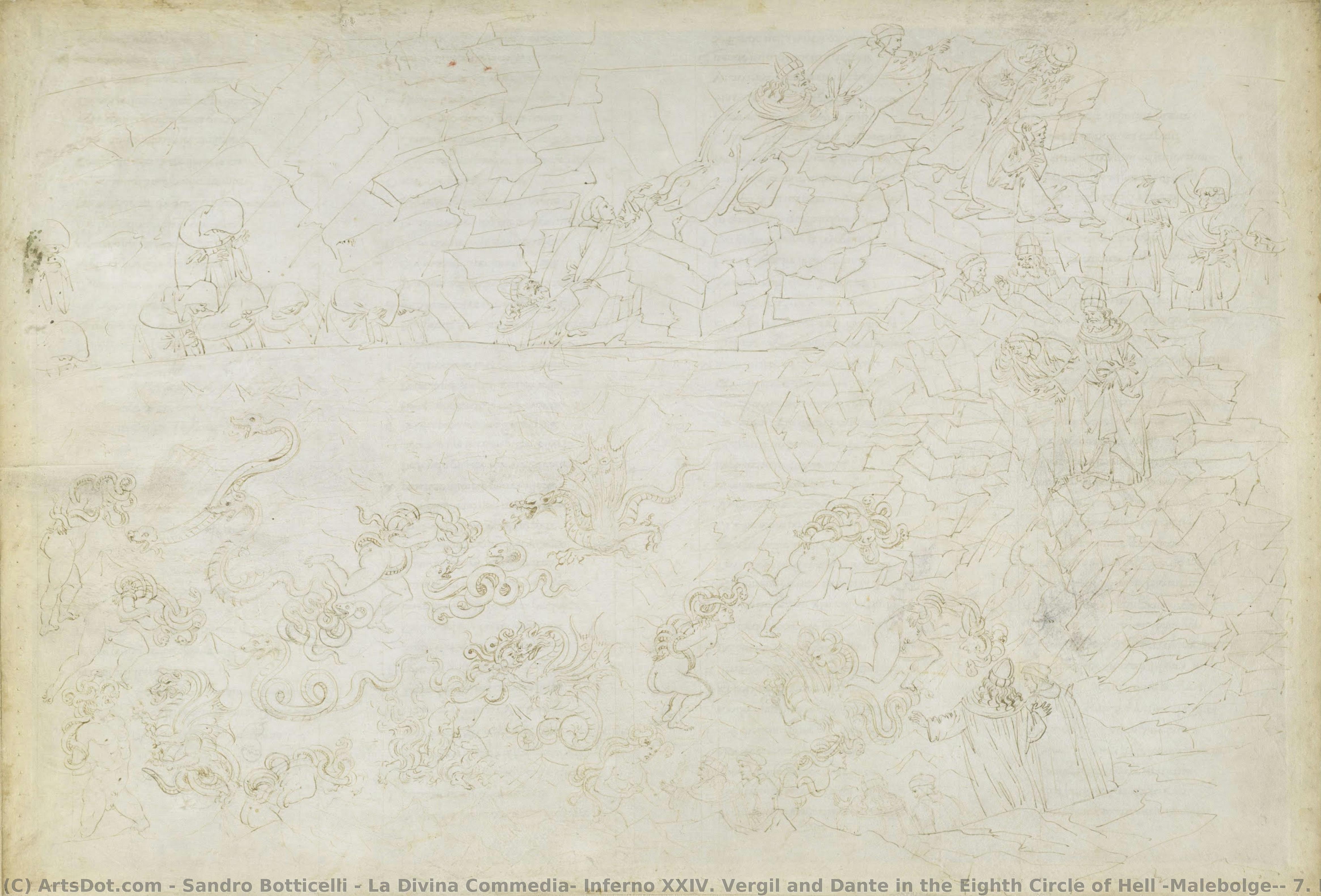 La Divina Commedia, Inferno Xxiv. Vergil Und Dante In Der Achten Bolgia: Strafe Der Diebe Und Räuber; Die Prophezeiungen Von Vanni Fucci — Sandro Botticelli