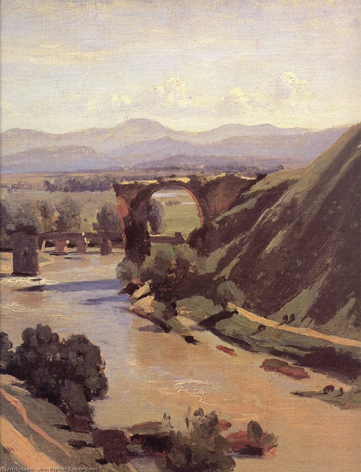 The Augustan Bridge At Narni (detail) — Jean-baptiste-camille Corot