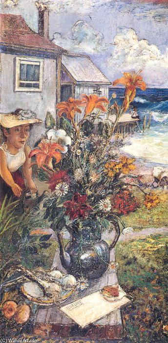 The Artist's Wife With A Still Life Of Flowers — ダヴィド・ダビドヴィチ・ブルリウク
