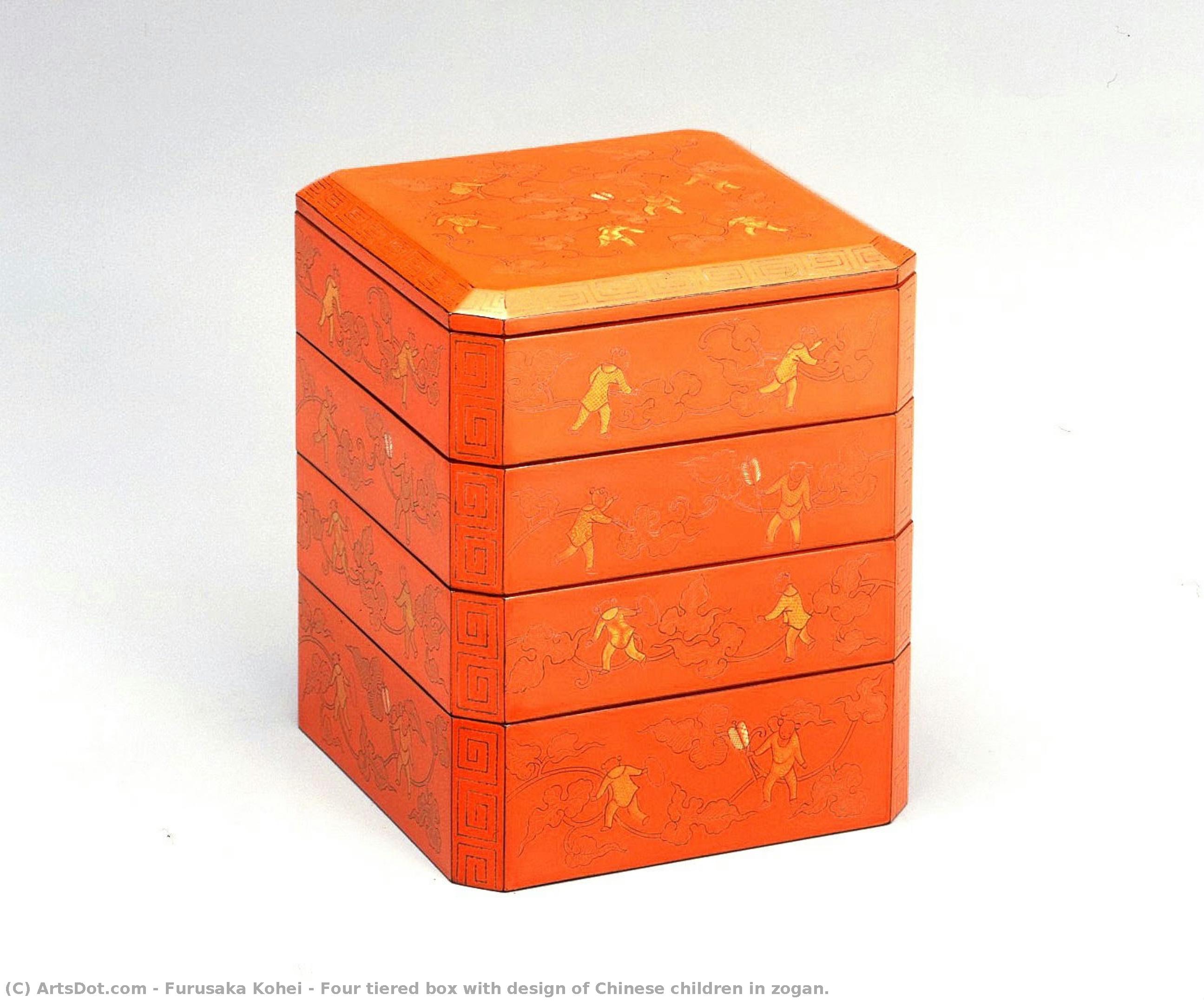 Four Tiered Box With Design Of Chinese Children In Zogan. — Furusaka Kohei
