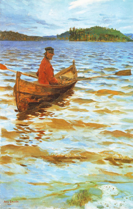 Rowing To The Shore — Akseli Gallen-kallela