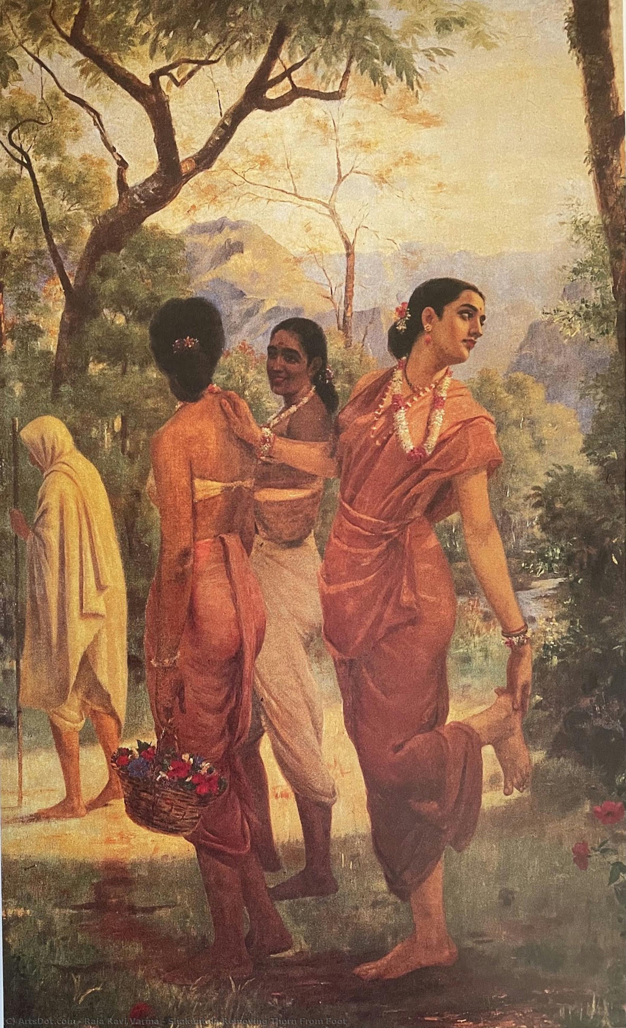 Shakuntala Removing Thorn From Foot — Raja Ravi Varma