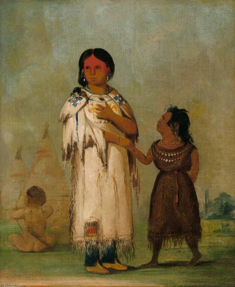 Assiniboin Woman And Child — George Catlin