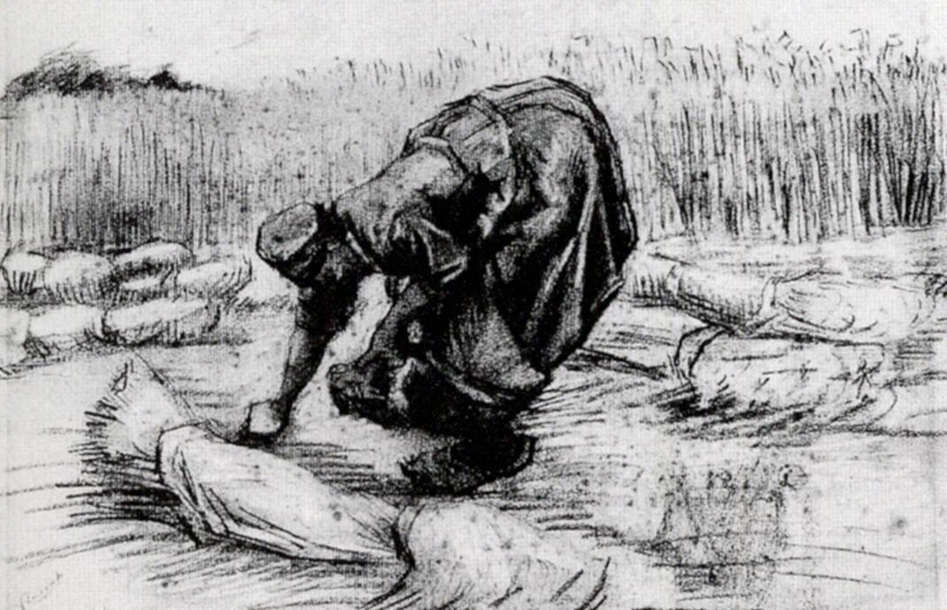 Peasant Woman, Stooping Between Sheaves Of Grain — Vincent Willem Van Gogh