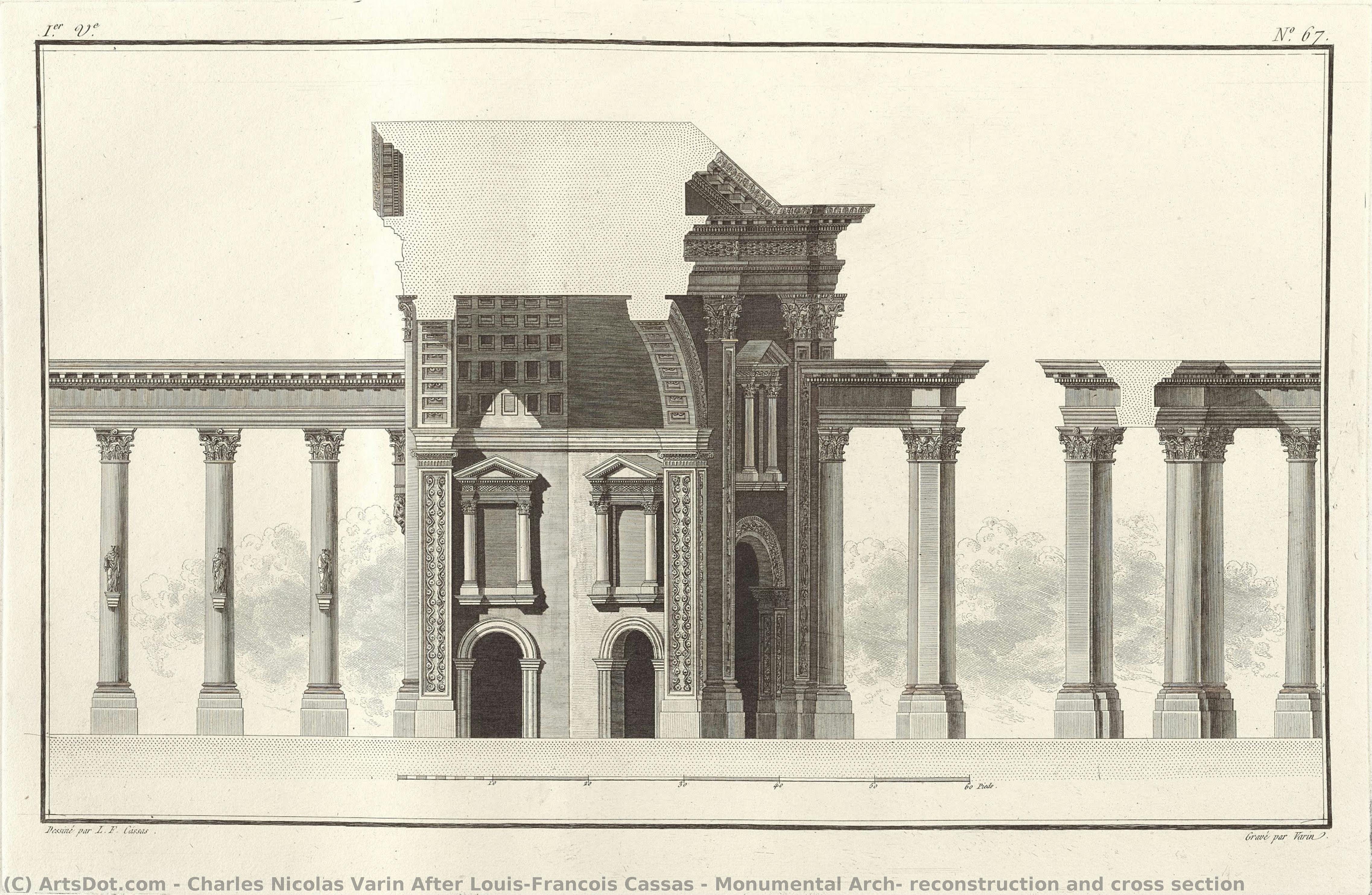 Monumental Arch, Reconstruction And Cross Section — Charles Nicolas Varin Después De Louis-françois Cassas