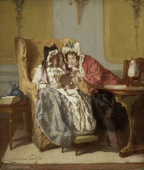 Two Ladies Contemplating A Painting — Alexander Hugo Bakker Korff