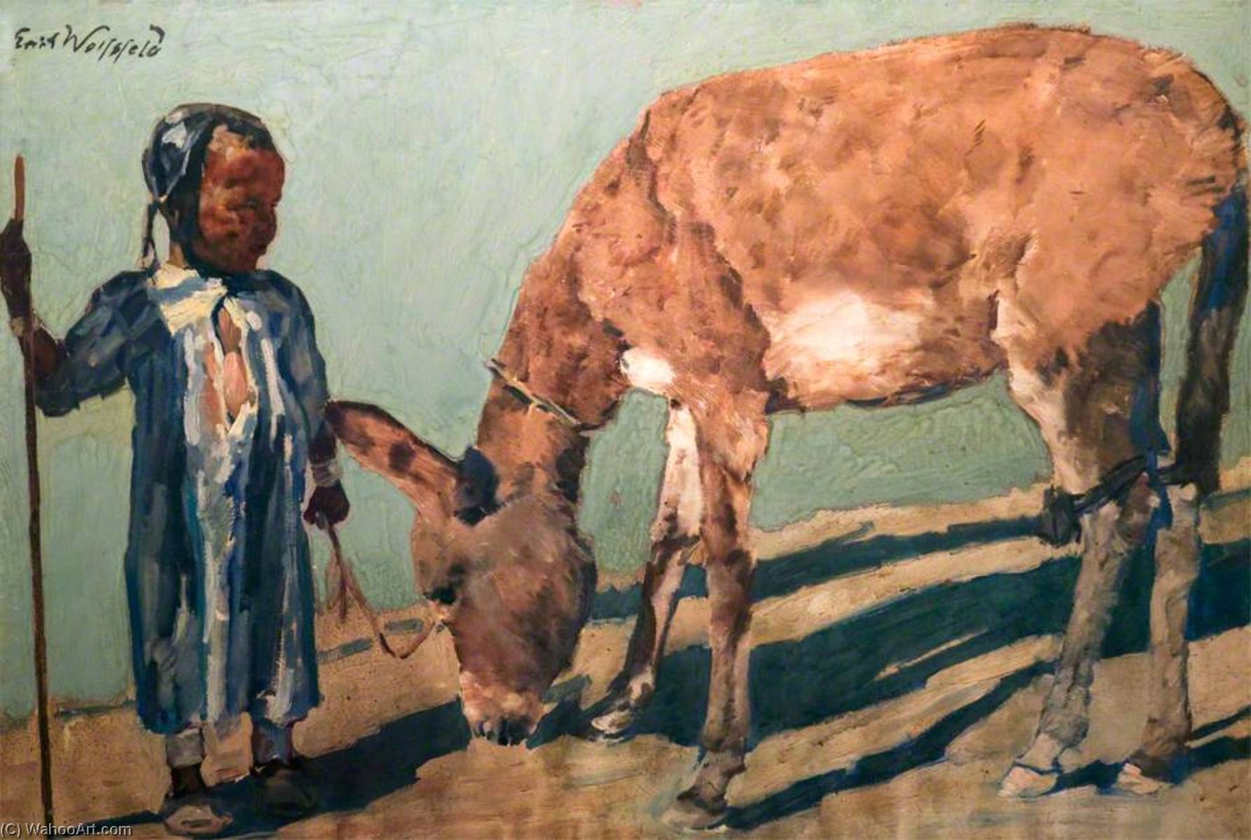 Young Arab With A Donkey — Erich Wolfsfeld