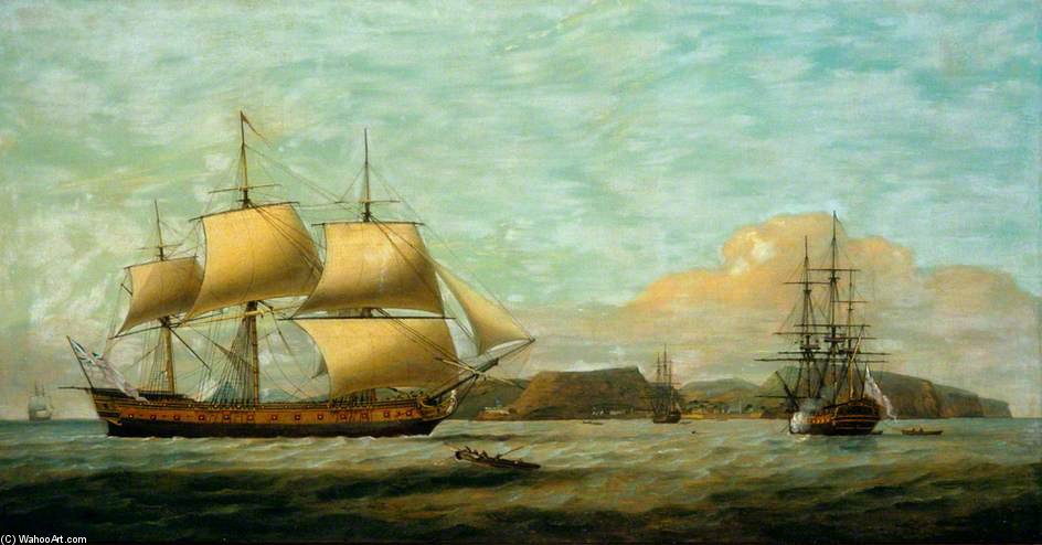 East Indiaman 'admiral Hughes' Off Jamestown, St Helena — Thomas Luny