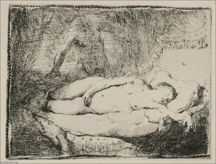 A Woman Lying On A Bed — Rembrandt Van Rijn