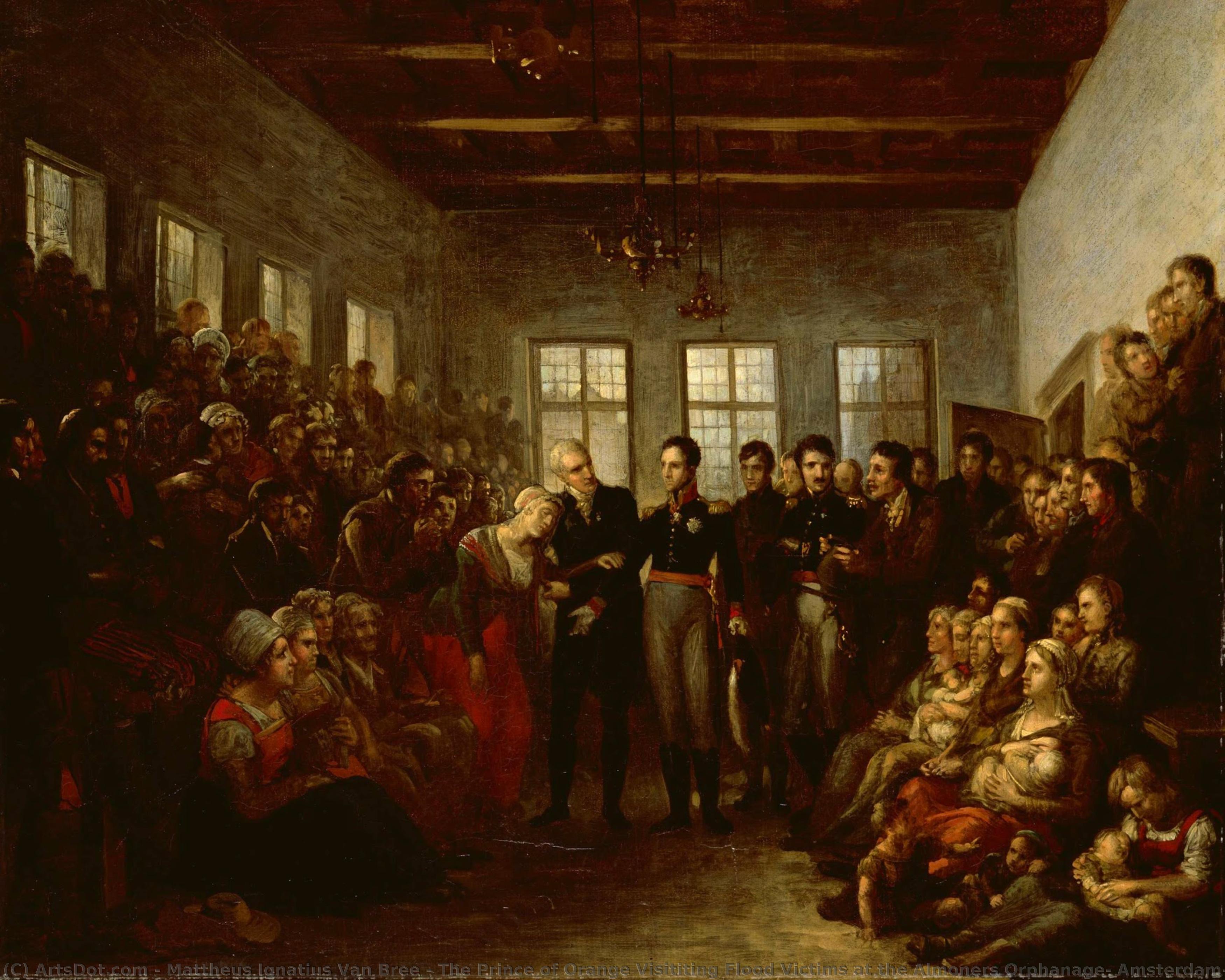 The Prince Of Orange Visititing Flood Victims At The Almoners Orphanage, Amsterdam, On 14 February 1825, Mattheus Ignatius Van Bree, 1825 — Mattheus Ignatius Van Bree