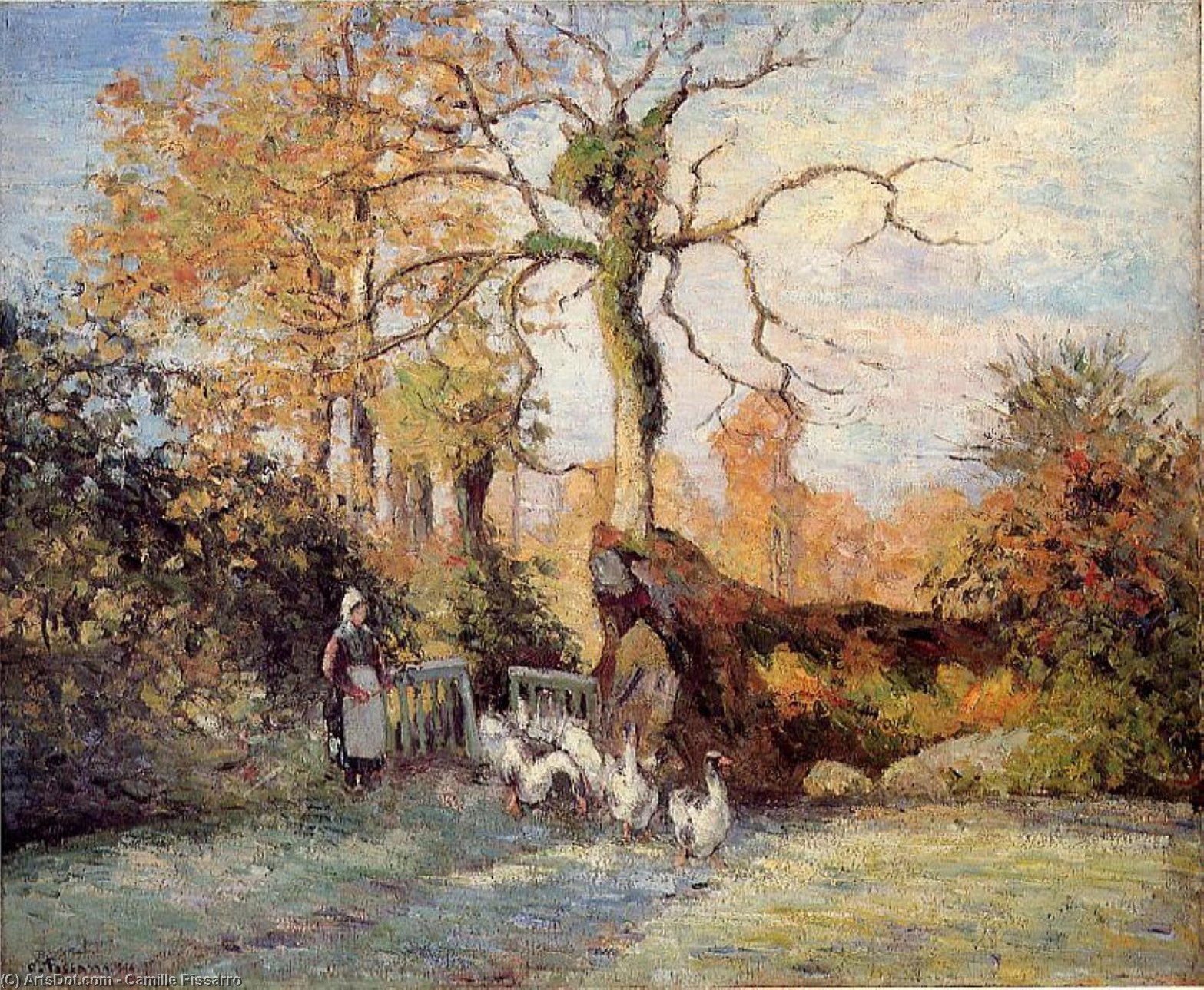Die Gansgöttin Auf Montfoucault, Weißer Frost — Camille Pissarro