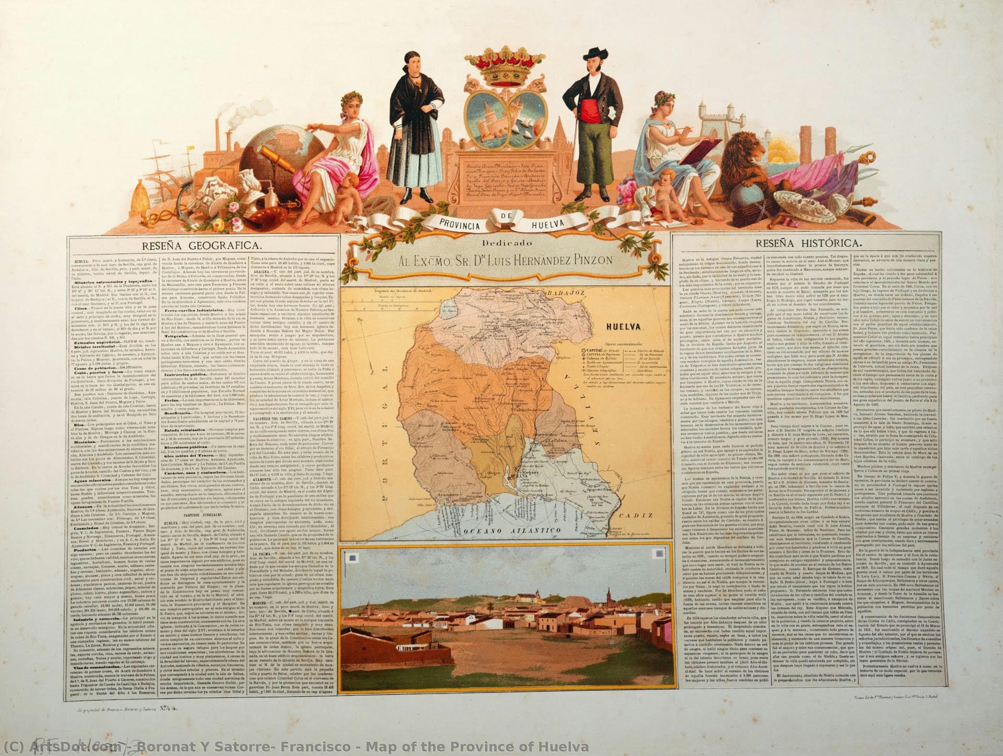 Map Of The Province Of Huelva — Boronat Y Satorre, Francisco