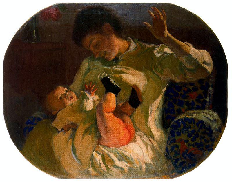 Retrato De Josefina López Con Su Hija Josefina — José Mongrell Torrent