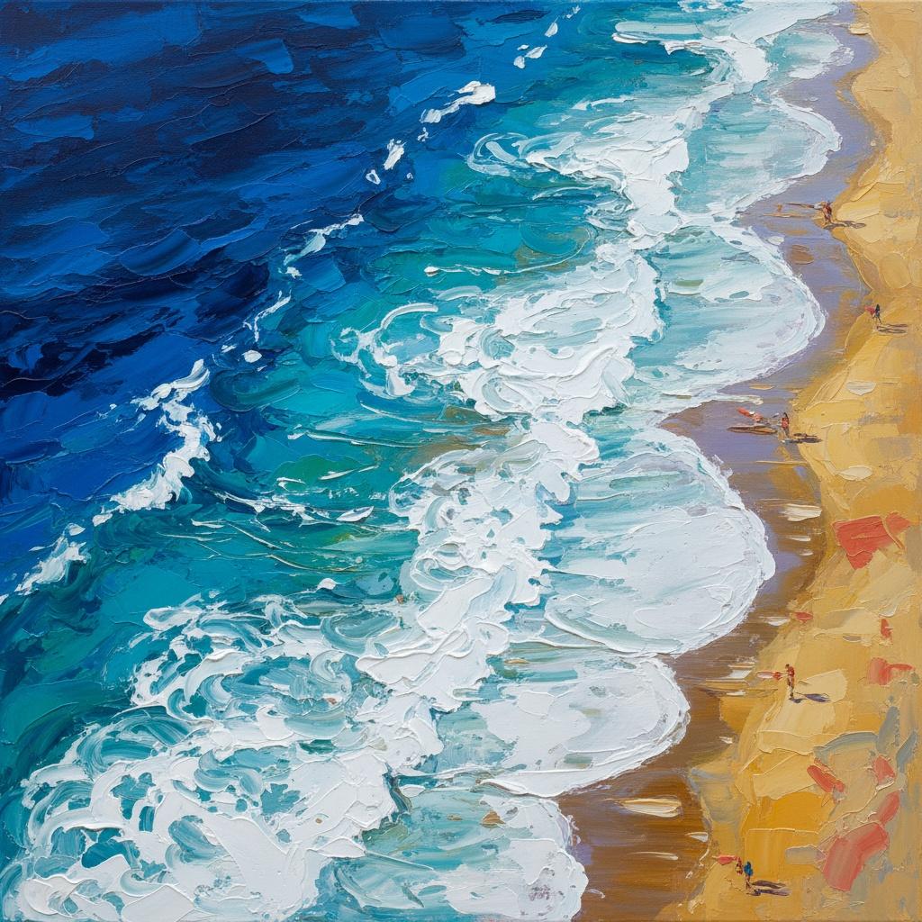 Ephemeral Tides Of Cobalt And Gold In A Singular Impasto Masterpiece — Christian Noiret