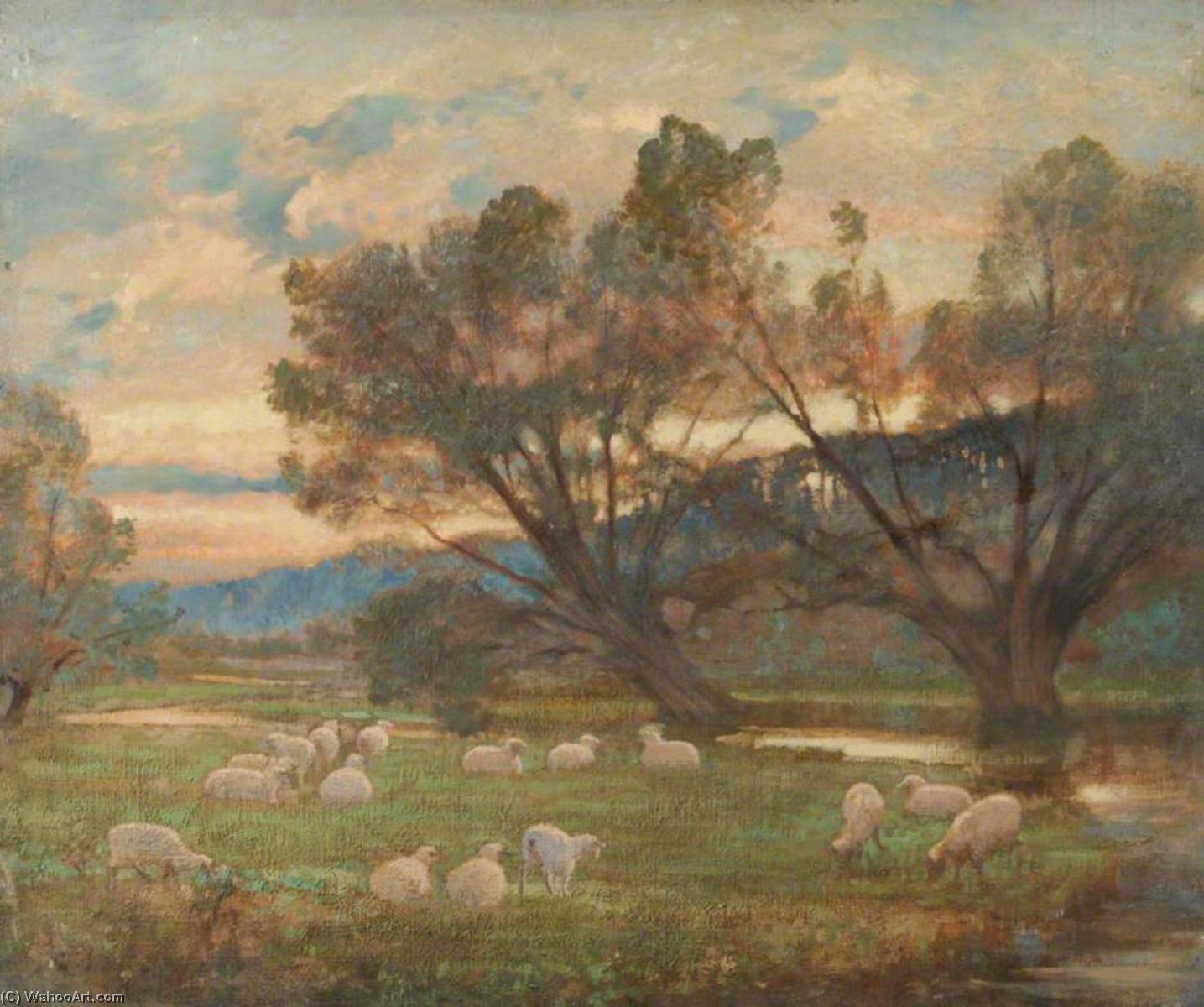 Sheep In The Meadows, Farnham — William Herbert Allen