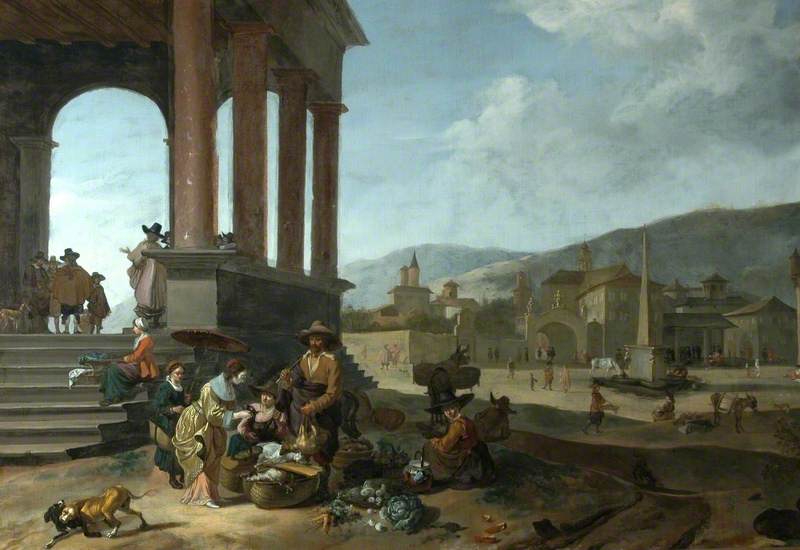 Italian Market Scene — Hendrick Mommers