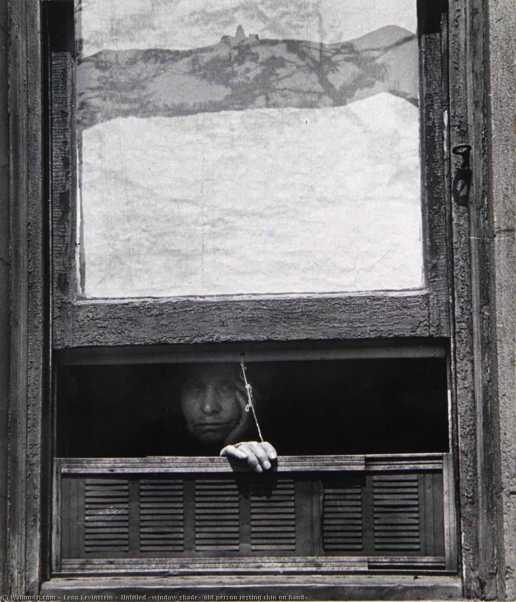 Untitled (window Shade, Old Person Resting Chin On Hand) — Leon Levinstein