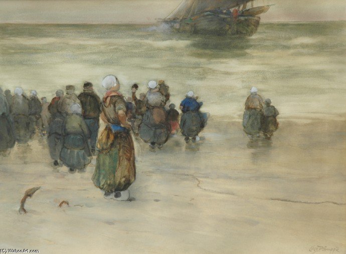 Het Uitvaren Van Een Vissersschuit — Charles Paul Gruppe