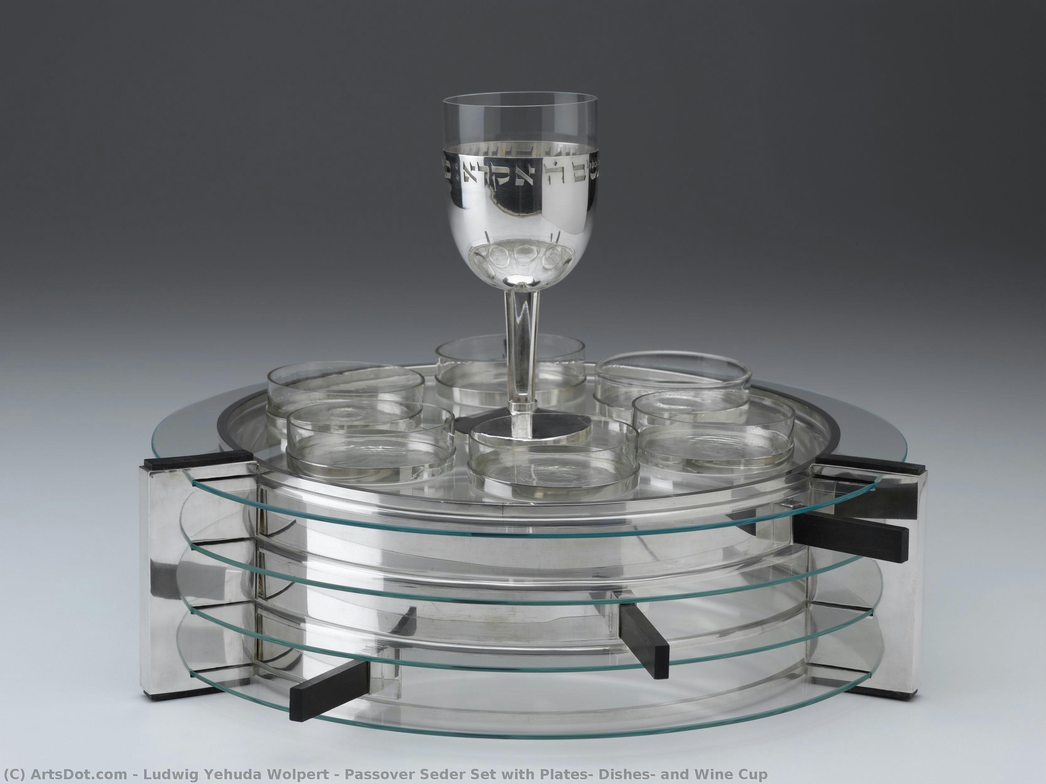 Passover Seder Set With Plates, Dishes, And Wine Cup — Ludwig Yehuda Wolpert