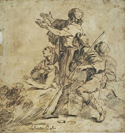 Figures And Warrior Sitting, Listening To An Old Man Standing Among Them — Salvator Rosa