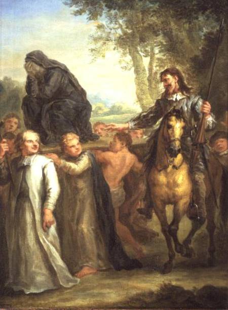 Don Quixote Mistakes A Statue Of The Virgin Mary, Being Carried In Procession, As A Woman Taken Agai — John Vanderbank