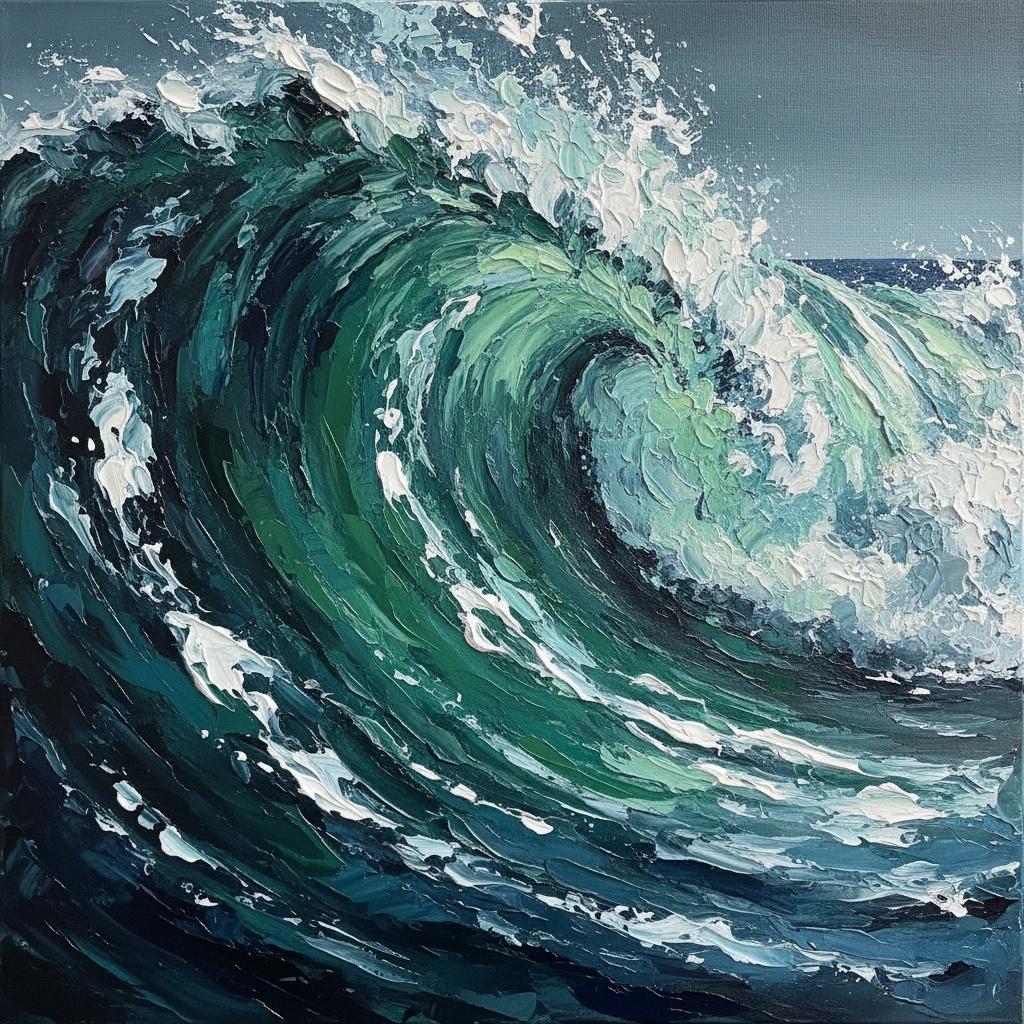 The Primordial Surge: A Monumental Expression Of Emerald Tides And Luminous Foam — Christian Noiret