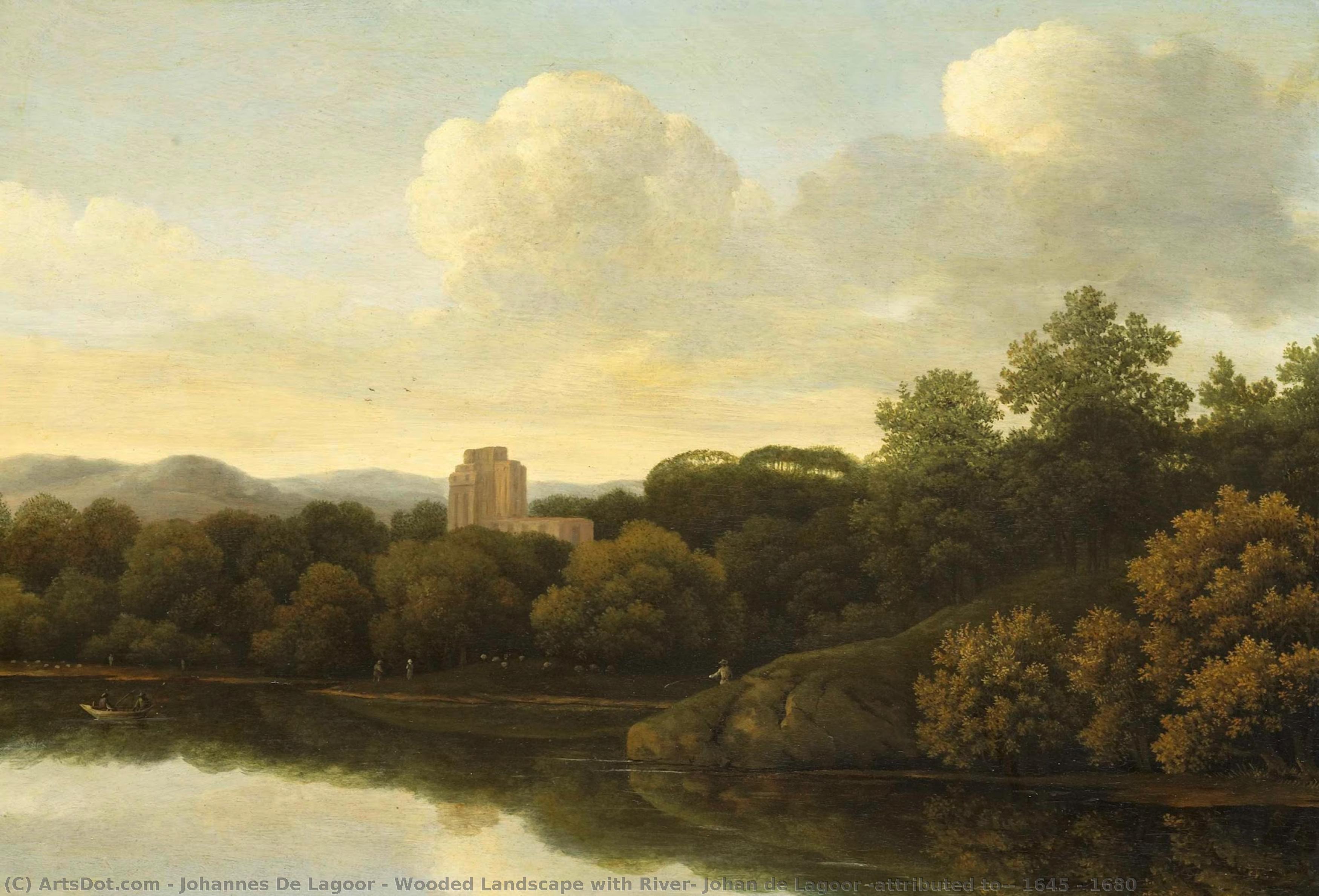 Wooded Landscape With River, Johan De Lagoor (attributed To), 1645 - 1680 — Johannes De Lagoor