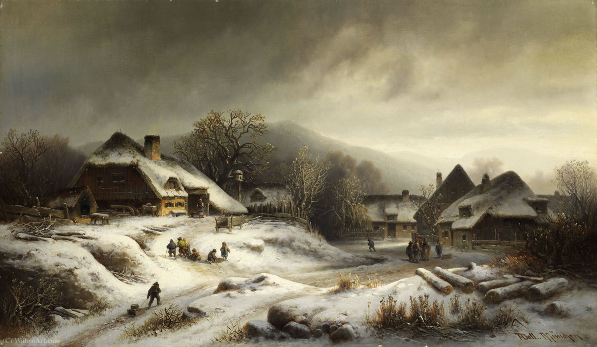 Snowy Village Landscape — Anton Doll