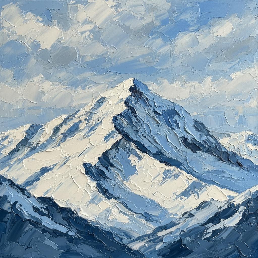 Monolithic Azure Peak: A Sculptural Study In Frozen Blue Impasto And Eternal Silence — David Moreau