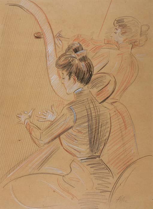 The Harpist And The Violinist — Paul César Helleu