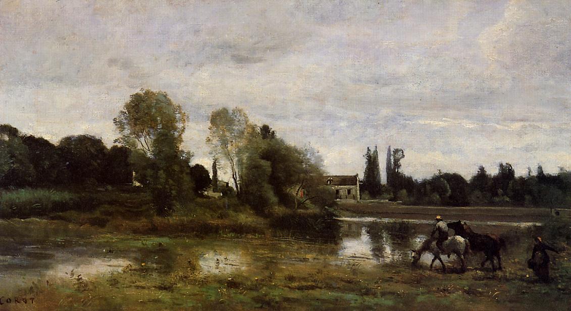 Ville D'avray - The Horses Watering Place — Jean-baptiste-camille Corot