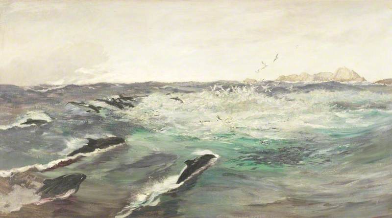 Porpoises Chasing Mackerel — Charles Napier Hemy