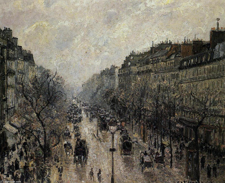 Boulevard Montmartre Foggy Morning — Camille Pissarro