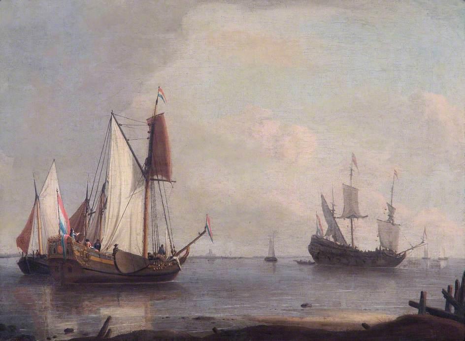 Dutch Shipping In A River — Abraham Storck (sturckenburch)