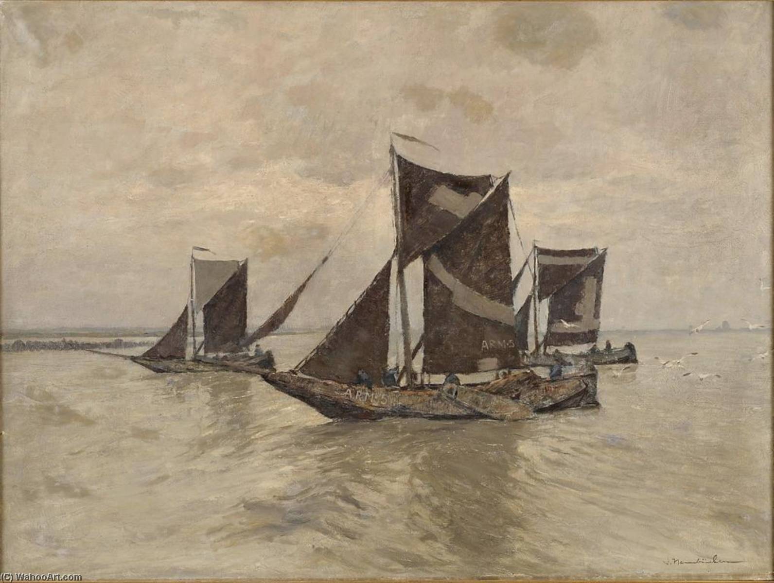 Fishing Boats On The Rhine — Wilhelm Hambüchen