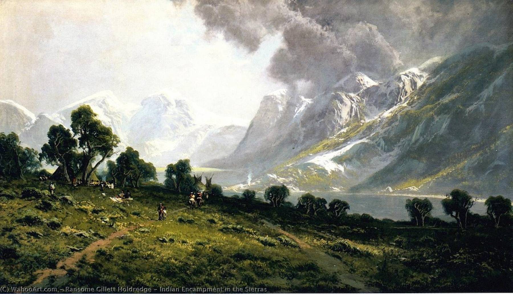 Indian Encampment In The Sierras — Ransome Gillett Holdredge