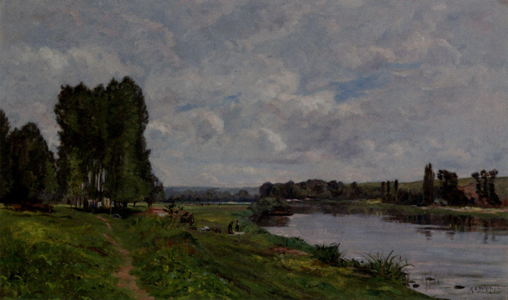 Washerwoman On The Riverbank — Hippolyte Camille Delpy