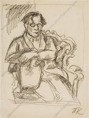 Sketch Of Portrait Of Of The Writer Sukhotin — Pyotr Konchalovsky