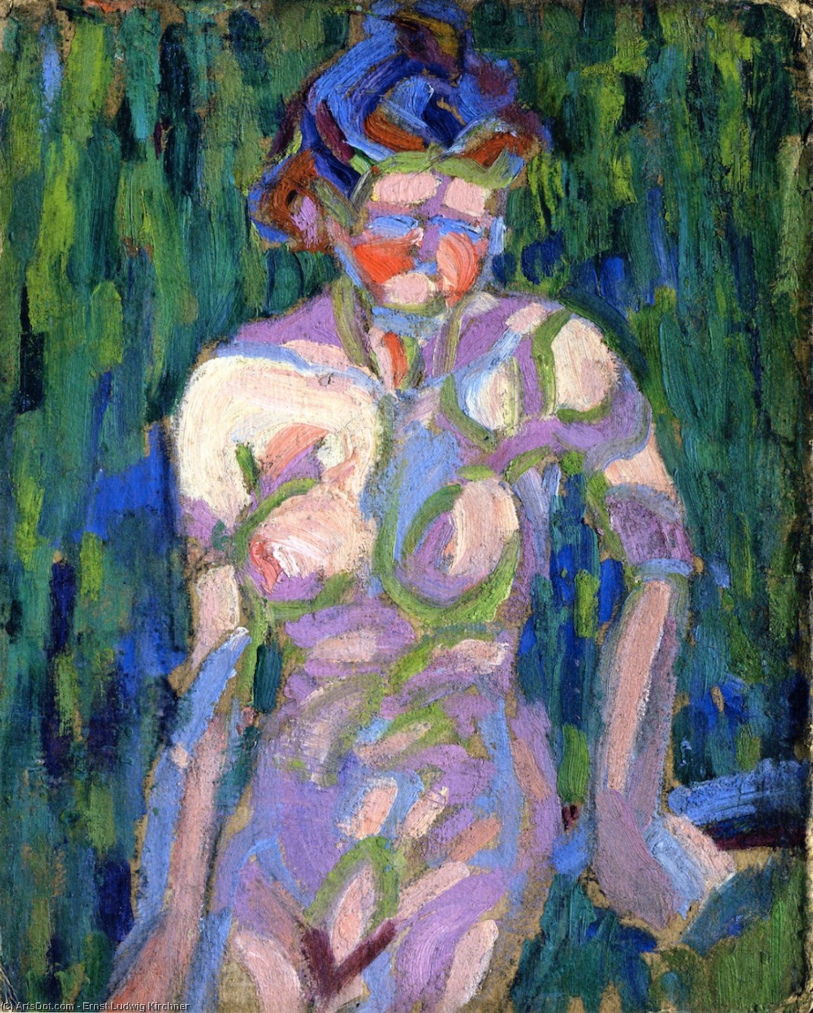 Female Nude With Foliage Shadows — エルンスト・リュドヴィヒ・キルヒナー