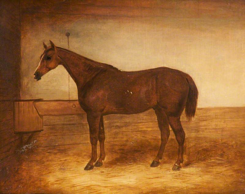 A Chestnut Hunter In A Stable — Sr John E Ferneley