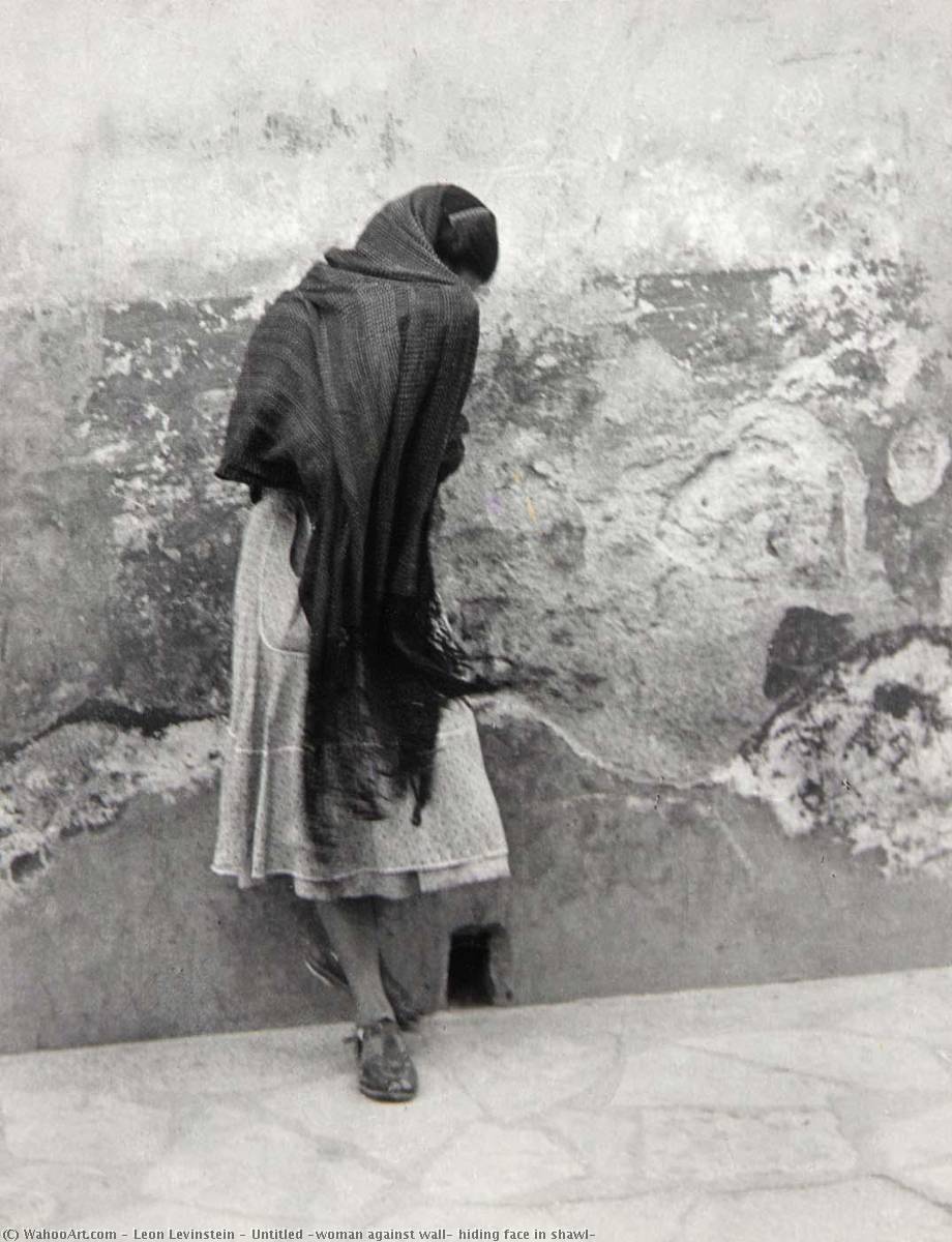 Untitled (woman Against Wall, Hiding Face In Shawl) — Leon Levinstein