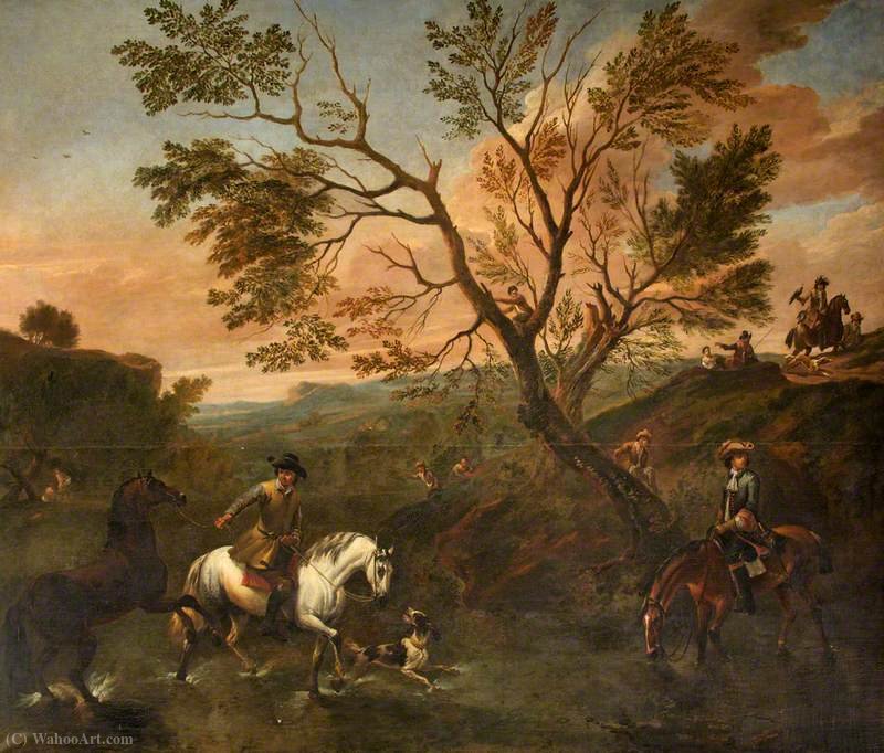 A Landscape With Horsemen, Including A Falconer — Jan Wyck