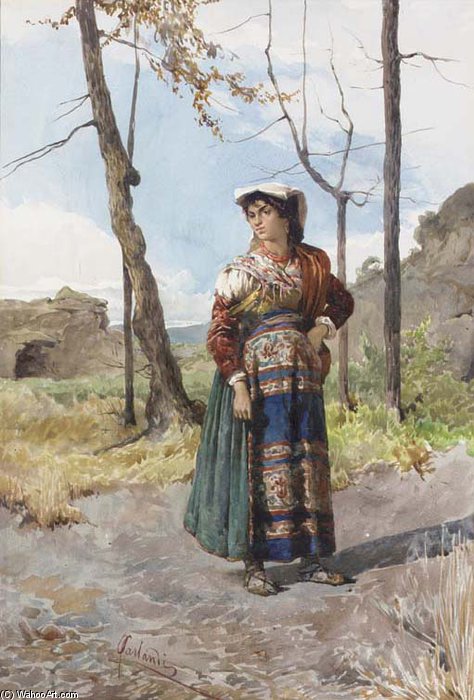 A Young Woman On The Road — Onorato Carlandi